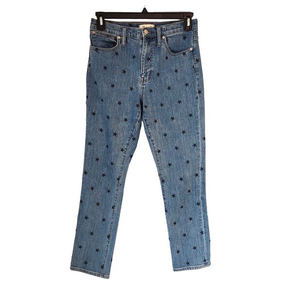 Madewell High-Rise Slim BoyJean 27 Star Print Celestial Art Denim Edgy Arty - Picture 1 of 5